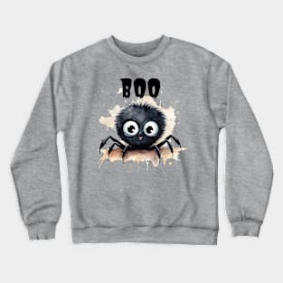 Adorable Halloween Black Spider saying Boo Crewneck Sweatshirt